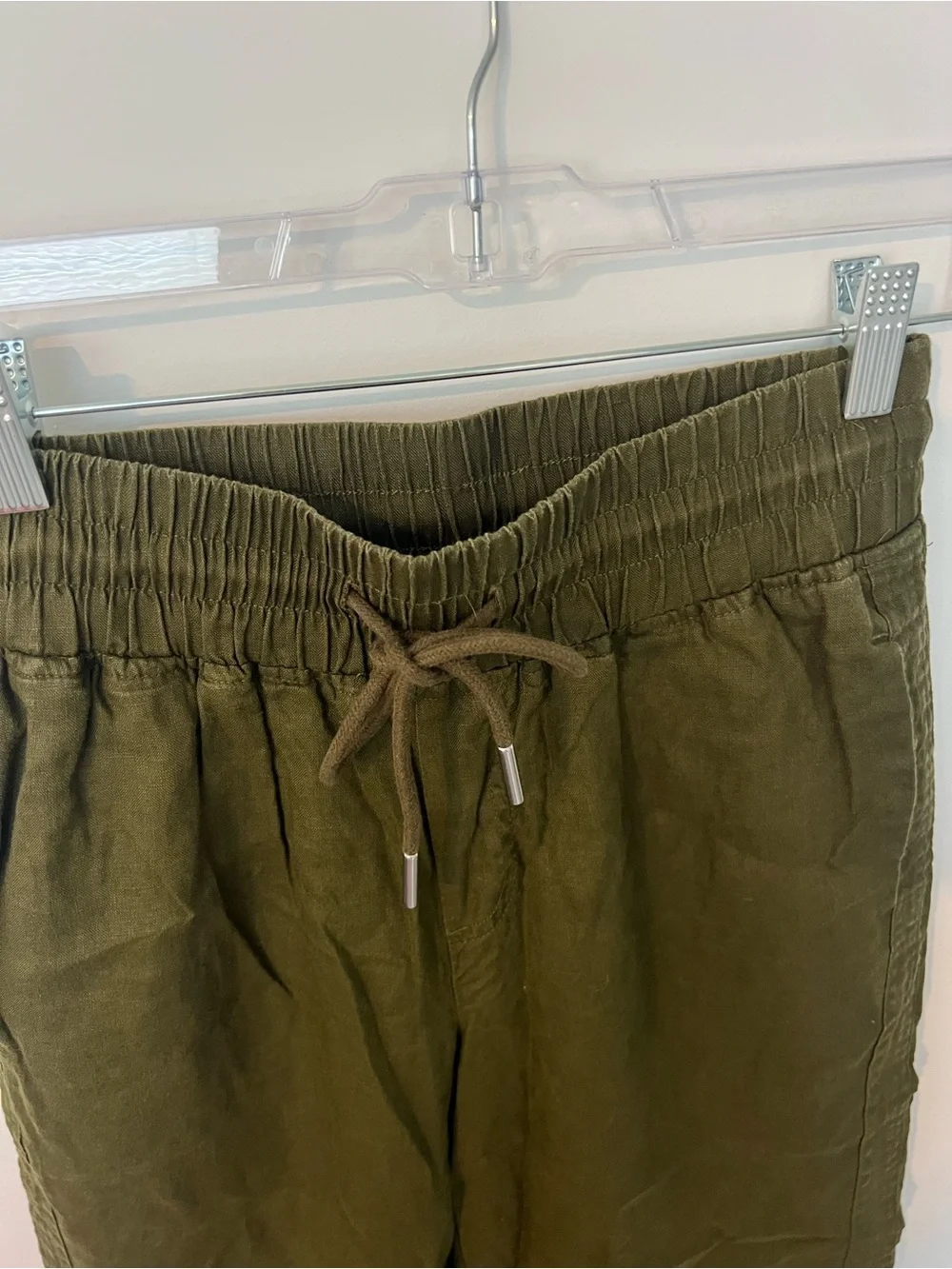 Quince European Linen Wide Leg Pants in Martini Olive Green Women's Size XS